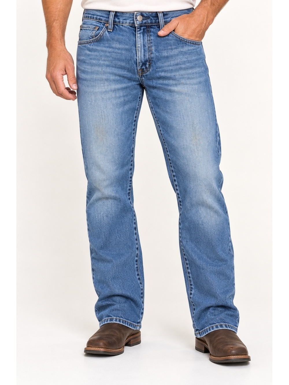 Rustler Regular Fit Straight Leg Blue Denim Jeans 30x27 Faded 100% Cotton